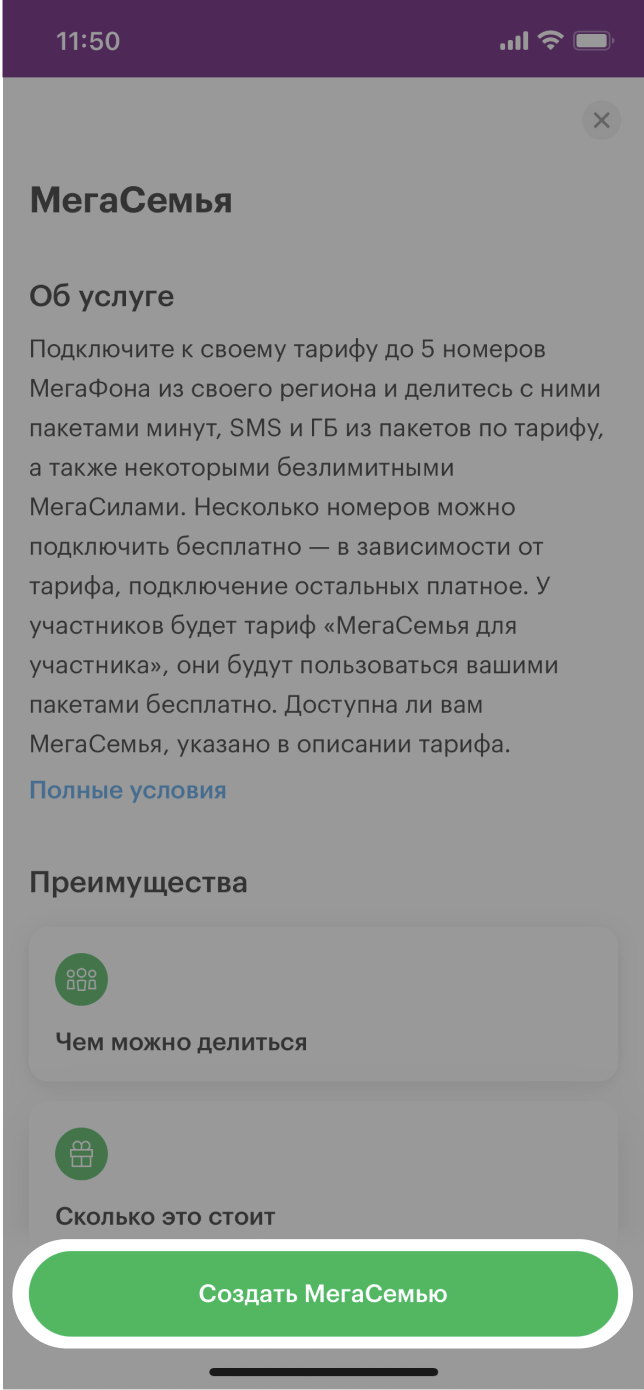 МегаСемья услуга от МегаФона: описание, условия подключения Краснодарский  край